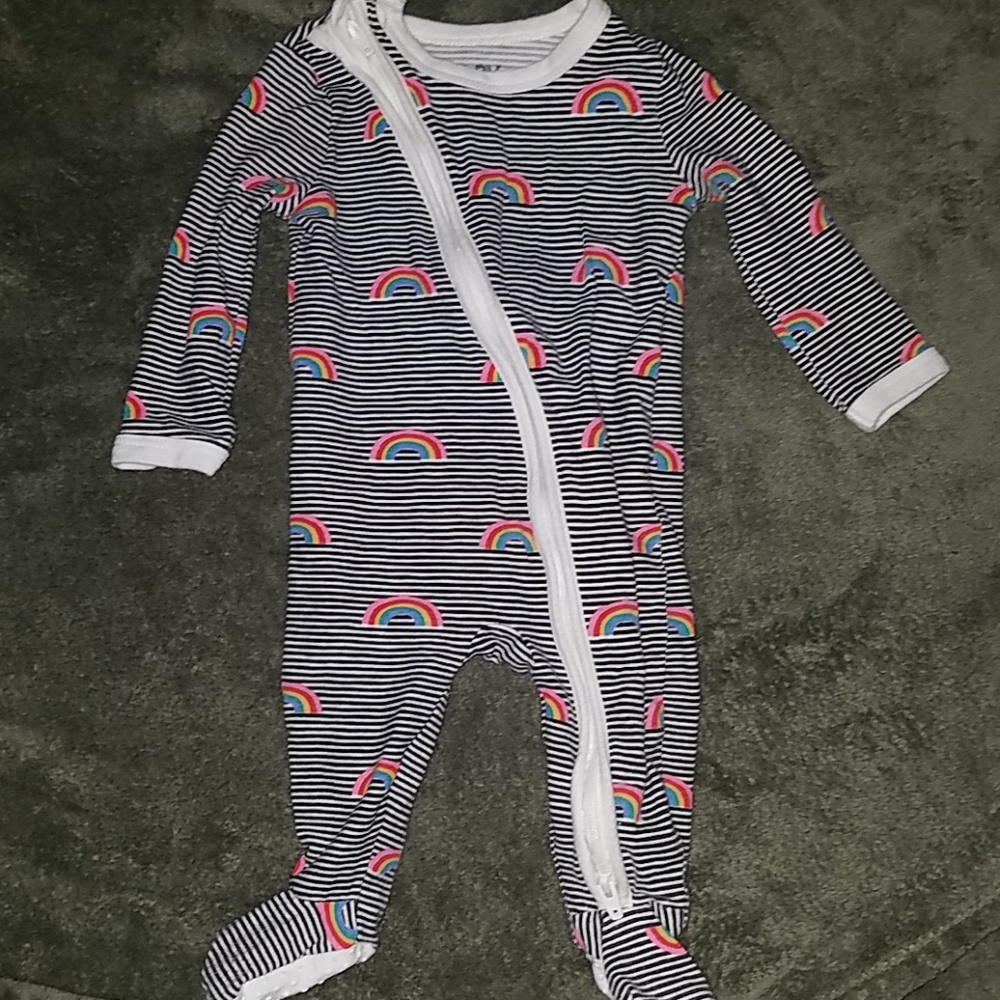 Cotton On stripes and rainbows footie pajama
